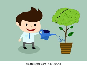 businessman brain watering