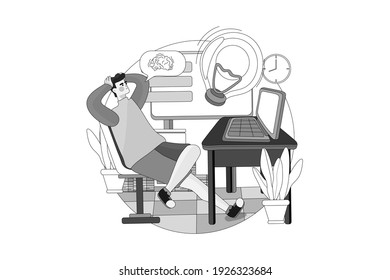 Businessman brainstorming about startup. Flat illustration isolated on white background.