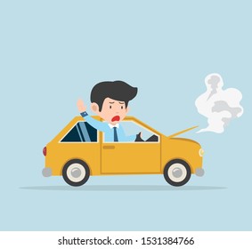 Businessman with Breakdown car vector