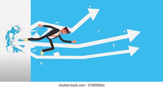 A Businessman Breaking Through Wall