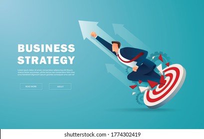 Businessman breakthrough the target archery to successful vector illustration