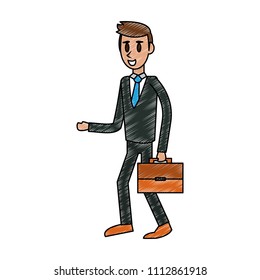 Businessman with briefcase cartoon scribble