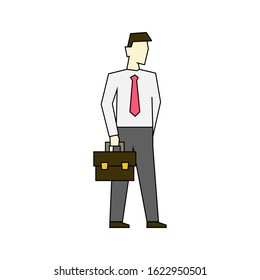 Businessman with briefcase color illustration on white background