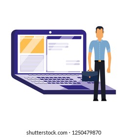 businessman with briefcase and computer