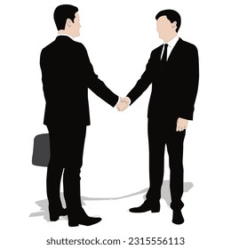 Businessman with a briefcase in hand. Two businessmen shaking hands Vector.