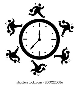 Businessman with briefcase in his hand and rushing hurry to get on time. Business concept. Vector illustration. 