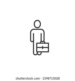 Businessman with briefcase icon in flat style. People manager vector illustration on white isolated background. Employee business concept.
