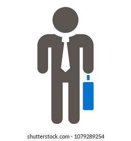 Businessman with briefcase icon vector. Business Man Illustration. Entrepreneur Logo Symbol.