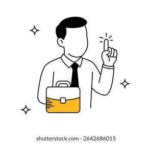 Businessman with briefcase. Businessman making a point. Businessman giving a suggestion.