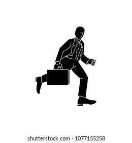 Businessman with briefcase run upstairs