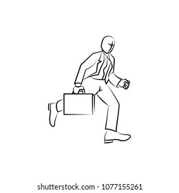 Businessman with briefcase run upstairs
