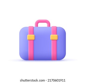 Businessman briefcase or schoolbag. Education, learning, business, finance concept. 3d vector icon. Cartoon minimal style.