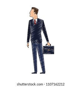 Businessman with briefcase scribble
