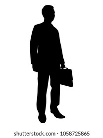 Businessman with briefcase silhouette vector