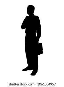 Businessman with briefcase silhouette vector
