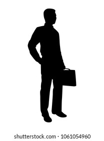 Businessman with briefcase silhouette vector