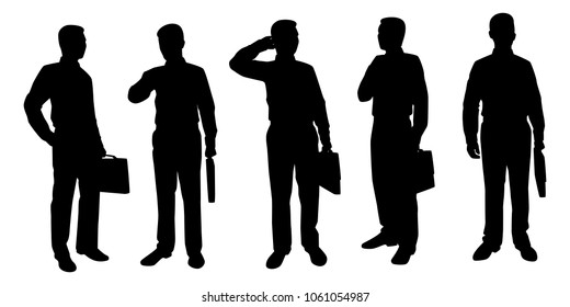 Businessman Briefcase Silhouette Vector Set Stock Vector (Royalty Free ...