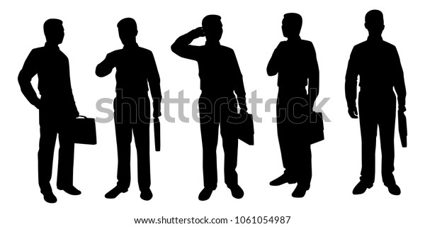 Businessman Briefcase Silhouette Vector Set Stock Vector (Royalty Free ...