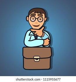 businessman with briefcase thinking