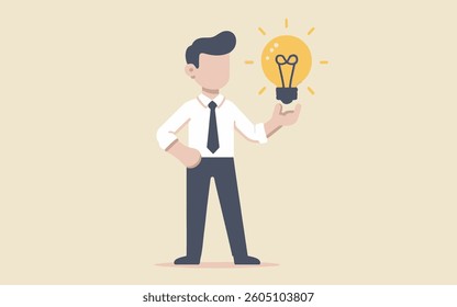 Businessman with Bright Idea Holding Briefcase