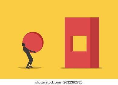 Empresário trazer bola. conceito de luta, desafio, dificuldade. Ilustração de design mínimo do eps10