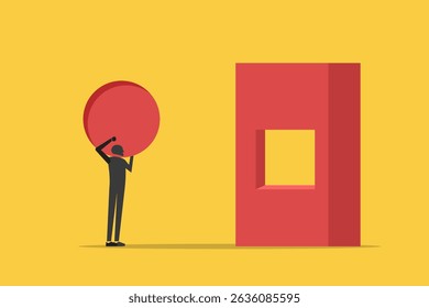 Empresário trazer bola. conceito de luta, desafio, dificuldade. Ilustração de design mínimo do eps10