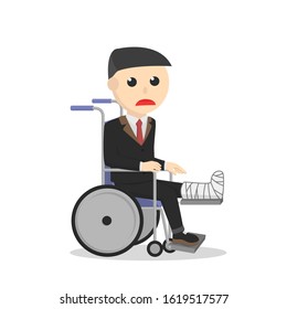 Businessman Broken Leg In Wheelchair