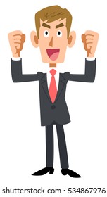 A businessman of brown hair wearing a suit gets stuck