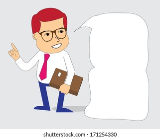 businessman with the bubble speech present the report