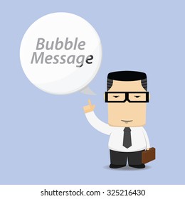 Businessman with bubble talk message