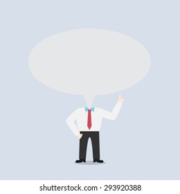 businessman with bubbles speech instead of head