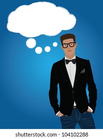 Businessman and bubble,Vector