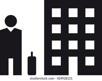 BUSINESSMAN & BUILDING glyph icon