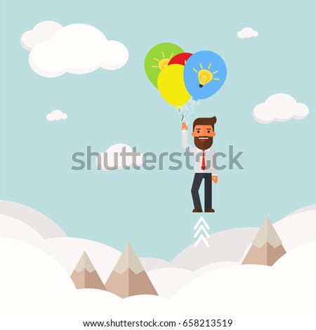 Businessman with the bulb balloon