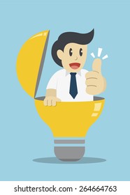 Businessman in bulb get the good idea