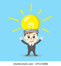 businessman bulb head - vector illustration