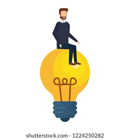businessman with bulb light idea