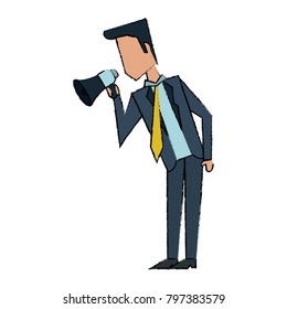 Businessman with bullhorn