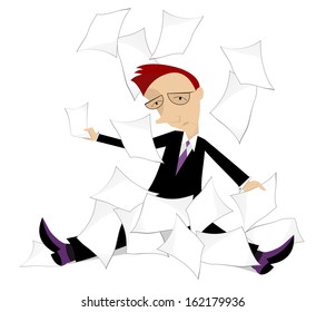 Businessman is buried by documents