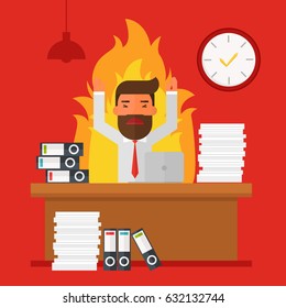 Businessman burned out at work