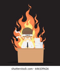 Businessman burned out at work.VECTOR