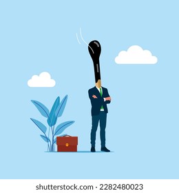 Businessman burnt out from hard work. Creative crisis. Modern vector illustration in flat style