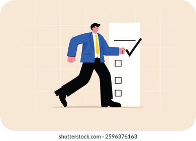 Businessman and business concept, Check Marks Indicating Clip Board	