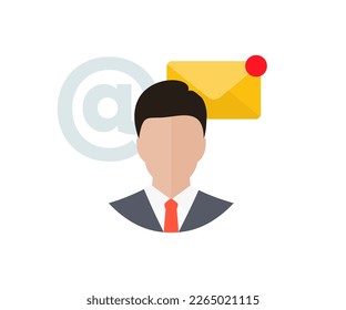Businessman, business contact and communication, email icon, email marketing concept logo design. E-mail or newsletter, online working internet network vector design and illustration.

