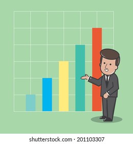 Businessman with Business graph - vector 