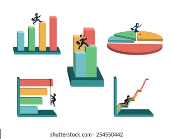 businessman with business graphs set