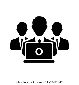 Businessman, business group icon. Black vector illustration.