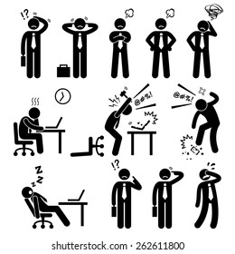 Businessman Business Man Stress Pressure Workplace Stick Figure Pictogram Icon