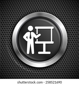 Businessman and Business Meeting on Black Round Button