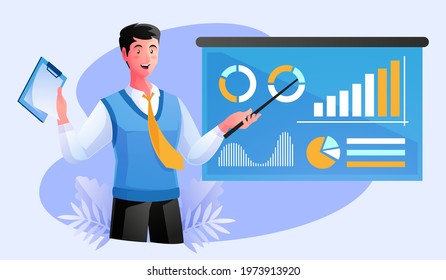businessman business presentation with data